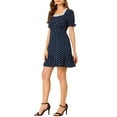 thumbnail image 4 of Allegra K Women's Dots Print Square Neck Ruffle Hem Above Knee Casual Dress, 4 of 6