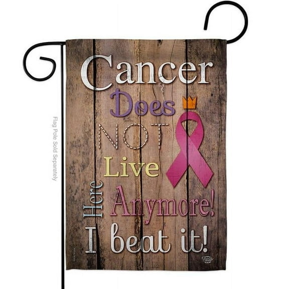 Ornament Collection G191187-BO Cancer Does Not Live Here Anymore Pink Ribbon Support Awareness 13 x 18.5 in. Double-Sided Decorative Vertical Garden Flags for House Decoration Banner Yard Gift