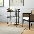 thumbnail image 6 of Henn&Hart 30" Blackened Bronze Metal/Glass Bar Cart, 6 of 7
