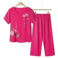 thumbnail image 3 of Pantalones de Mujer Traje de Verano Impreso de Manga Corta Cuello Redondo Top & Shorts Set, Delgado Y Casual de las Mujeres Pantalones Casuales, 3 of 3