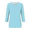 thumbnail image 4 of Youmylove Womens Fashion Tops Trendy T Shirts Women 3/4 Sleeve Top Summer Casual Versatile Raglan Shirt Round Neck Casual Shirt Top Casual Tshirt Basic Tee 2024 Trendy, 4 of 5