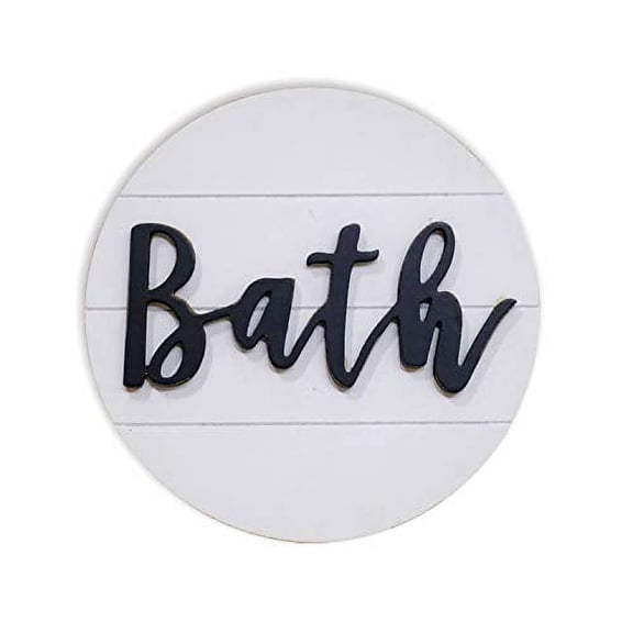 Lavender Inspired Rustic 3D Bath Sign for Bathroom-Round Wood Bathroom Signs Decor-Modern Farmhouse Bathroom Wall Hanging Sign-Round Shiplap Signs for Bathroom 10''