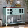 thumbnail image 1 of Wulawindy Sideboard Console Table with Bottom Shelf, Farmhouse Wood/Glass Buffet Storage Cabinet Living Room (Retro Blue), 1 of 7