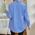 thumbnail image 6 of Tosmy Womens Blouse 2025 Womens Button Down Shirts Striped Dress Shirt Long Sleeve Collared Work Pinstripes Blouses Tops Business Fashion, 6 of 6