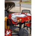 thumbnail image 4 of Outdoor Tablecloth with Umbrella Hole and Zipper, Red Plaid Santa Christmas Square Table Cloth 54x54 Inch Waterproof Tablecloth, Gifts Xmas Snowflake Farmhouse Picnic Table Cover for Patio Camping, 4 of 7