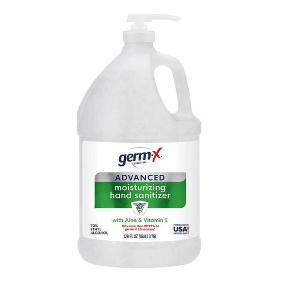 GermX Advanced Moisturizing Hand Sanitizer Gel, Unscented, 1 Gallon