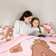 thumbnail image 4 of Erosebridal Kawaii Capybara Letter Monogrammed A Twin Comforter Sets 3-Piece For Boys Girls,Cute Food Fruit Food Animal Bedding Set For Kids,Pink Reversible, 4 of 7