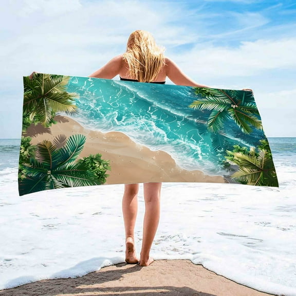 Tropical Beach Coconut Palm Trees Beach Towel, Lightweight Pool Towel for Swimming Pool Cruise Camping Travel