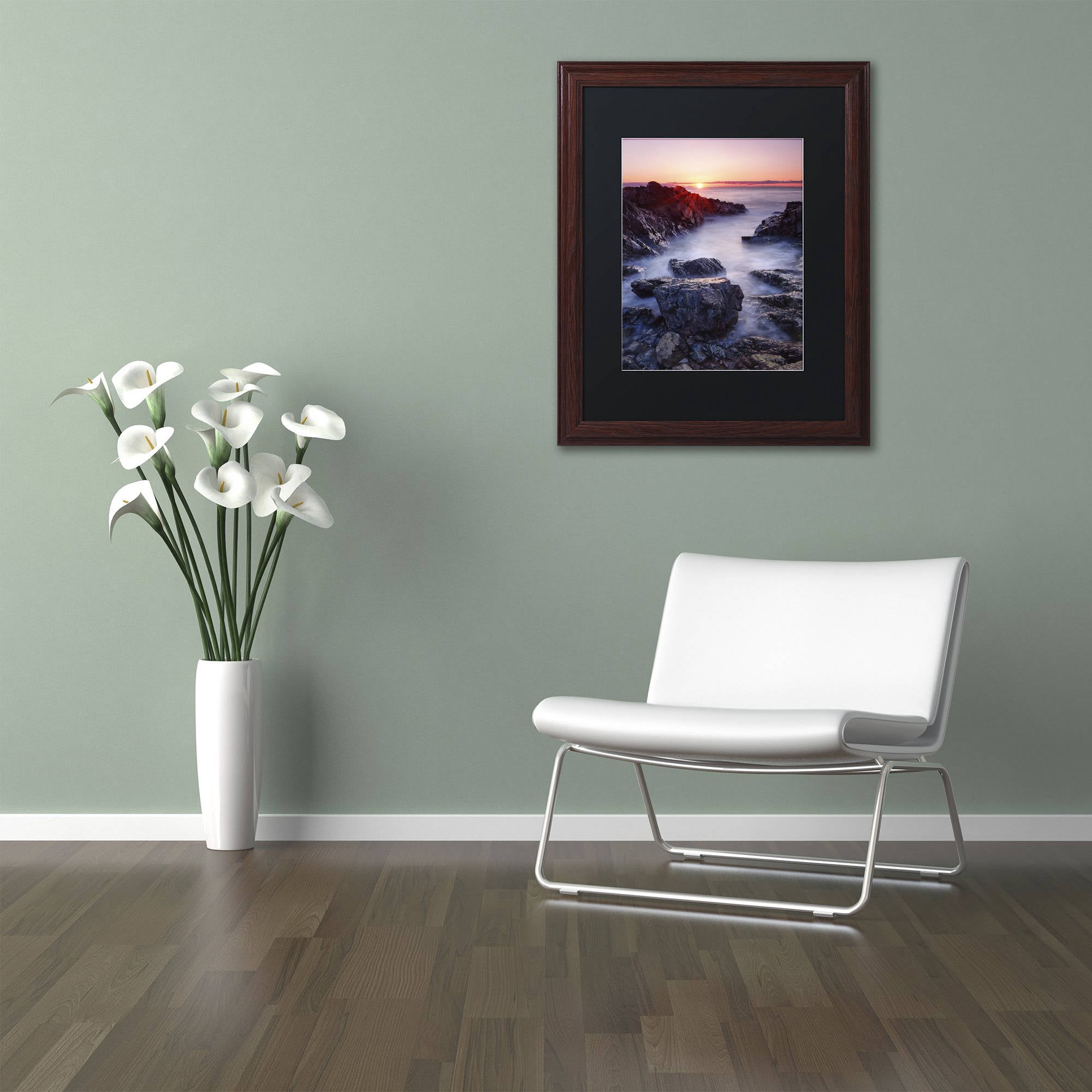Trademark Fine Art "Marginal Way Sun" Canvas Art by Michael Blanchette Photography Black Matte, Wood Frame