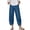 Blue, variant on Women's Wide Leg Cropped Imitation Denim Pants Elastic Waist Loose Fit Trousers Lightweight Casual Summer Petal Harem Lounge Pants with Pockets Navy XXL