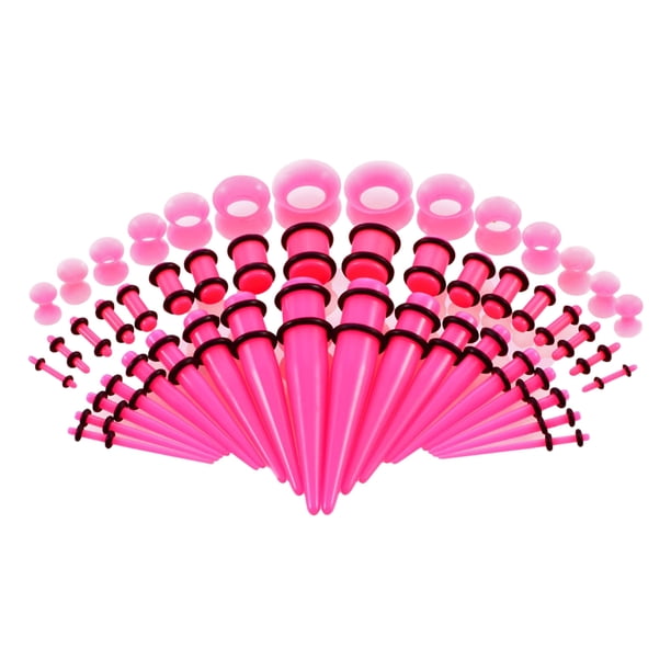 Vogacara Conjunto de joyería Piercing elegante de 50 piezas para estirar la oreja Kit de estiramiento de oreja versátil y elegante cuidado de los oídos Rosa