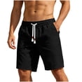 thumbnail image 2 of Men's Casual Summer Shorts Elastic Waist Drawstring Lightweight Cotton Linen Beach Lounge Wear with Side Pockets Comfortable Everyday Relaxed Fit Bottoms, 2 of 6