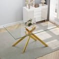 thumbnail image 3 of 51.18" Rectangular Clear Tempered Glass Dining Table,Gold, 3 of 17