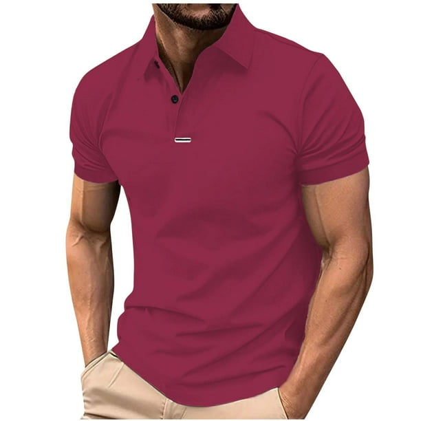pstuiky camisetas de hombre, Camisa de manga corta con cuello vuelto, versátil, de color liso y estilo informal para hombre camisas casuales para hombre m
