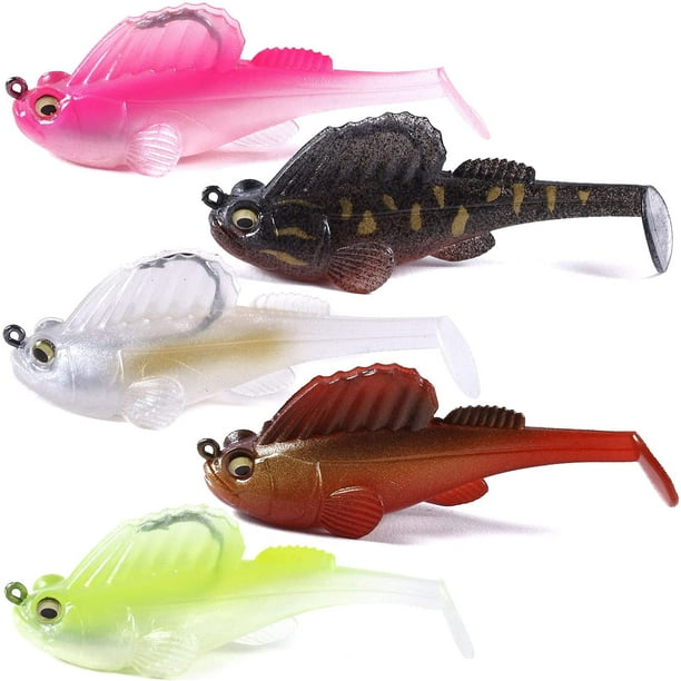 Fishing Lures for Bass Soft Swimbaits with Paddle Tail Soft Plastic Lures  with Hidden Pre-Rigged Sharp Hooks for Freshwater Saltwater Fishing Lures  Kit for Bass Trout 