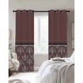 thumbnail image 2 of Boho Red Brown Flower Blackout Curtains 45 Inches Long, Kitchen Black Out Window Treatments, Abstract Bohemia Pesley Floral Thermal Insulated Lined Drapes for Small Window with Grommet 42"x45", 2 of 8