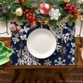 thumbnail image 2 of mubwai Navy Blue Snowflakes Winter Placemats Set of 4, 12x18 Inch Christmas Table Mats for Party Kitchen Dining Decoration, 2 of 7