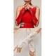 thumbnail image 5 of Women Wedding Satin Long Gloves Opera Fingerless Lace Glitter Sequins Solid Color Wedding Party Elbow Length Mittens White, 5 of 5