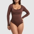 thumbnail image 2 of FYDUU Shapewear Bodysuits For Women Tummy Control Body Suits Seamless Body Shaper Long Sleeve Square Neck Bodysuits Going Out Tops Full Body Suits, 2 of 7