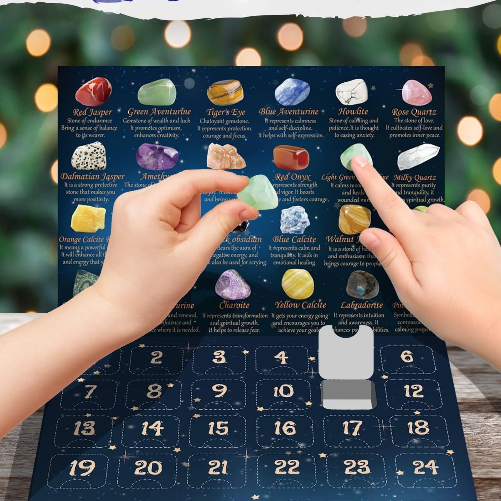 Tupukom Advent Calendar 2025 24 Natural Gemstones & Healing Stones Advent Calendar With Geographic Gemstone Rocks And Minerals - Christmas Countdown Gift for Boys, Girls, Teens & Adults