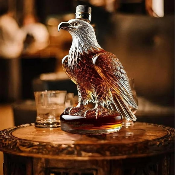 Fanyil Eaglory, Sherum Eaglory, Vueeze Eaglory, Whiskey Eagle Glass Decanter, Eagle Decanter, Eagle Whiskey Bottle, Glass Whiskey Decanter Animal Statue Funny Bottle, Perfect For Wine Lovers (B)