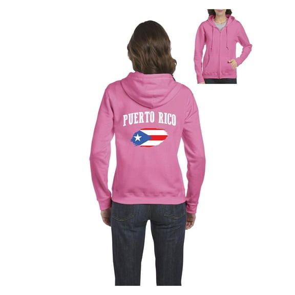 Womens Puerto Rico Flag Full-Zip Hooded Sweatshirt