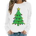 thumbnail image 4 of BLVB Christmas Sweatshirts for Women Christmas Tree Sweatshirt Long Sleeve Printed Crewneck Pullover Holiday Tops, 4 of 5
