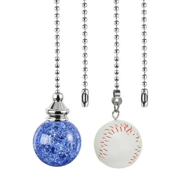 Uxcell Ceiling Fan Pull Chain, Crystal Ball/Baseball Pull Chain Extension Fan Pulls Extender Set Ornament Pendant Light Blue/White