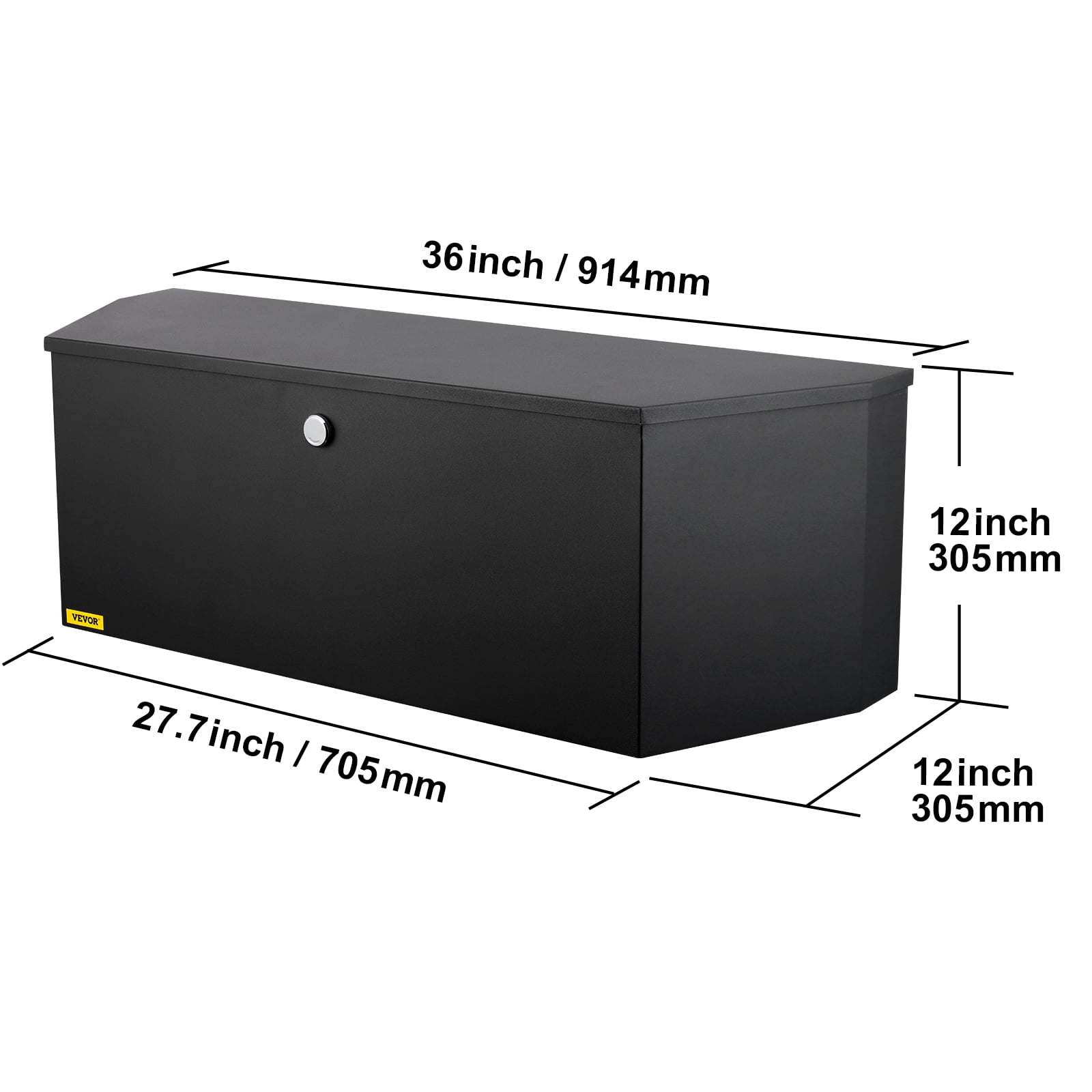VEVOR Trailer Tongue Box, Carbon Steel Tongue Box Tool Chest, Heavy Duty Trailer Box Storage with Lock and Keys, Utility Trailer Tongue Tool Box for Pickup Truck Bed, RV Trailer, 36"x12"x12"