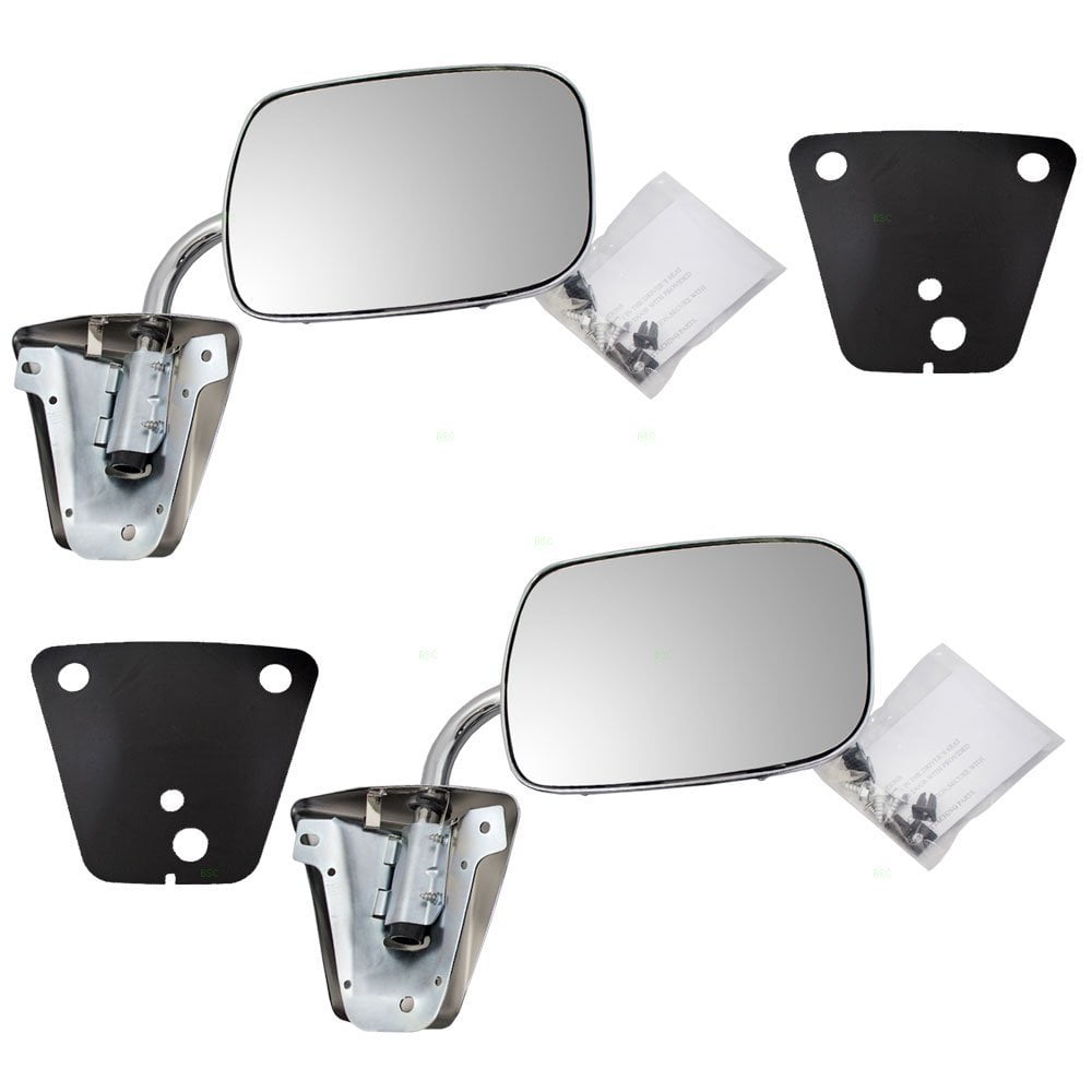 Pair of Manual Side View Stainless Steel Mirrors Replacement for GMC Chevrolet Pickup Truck SUV