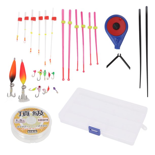 Mini Caña De Pescar En Hielo Y Juego De Punta Superior, Portátil, Impermeable, 100 M, Líneas De Pesca, Pesca En Hielo, Anzuelos De Natación, Juego De Anzuelos Para Pescador ANGGREK Azul