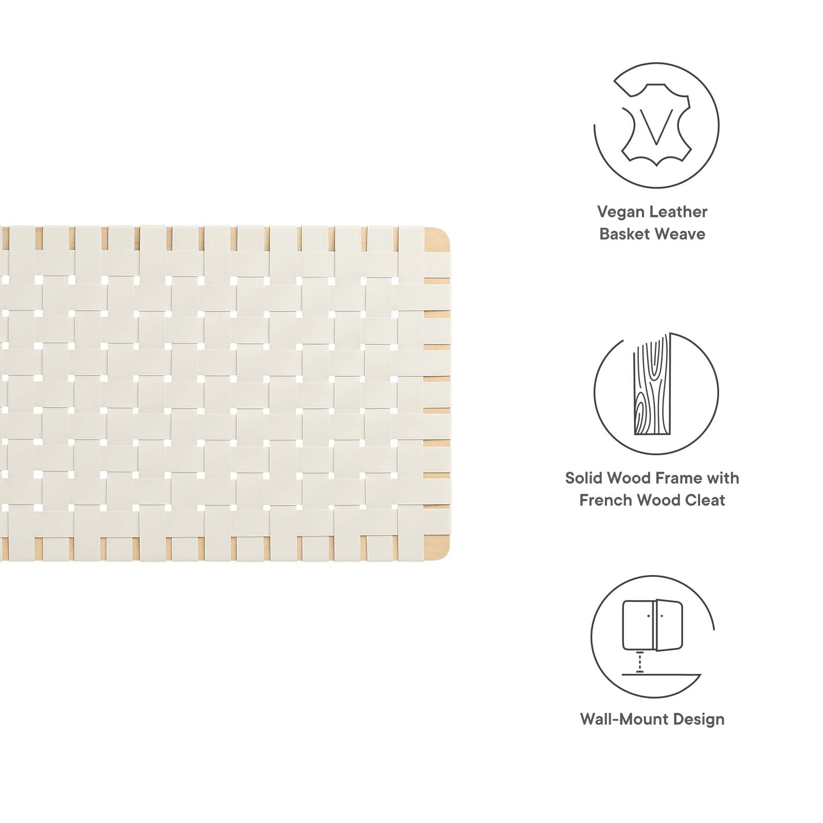 Sparta Weave Vegan Leather Full Headboard in Natural Beige