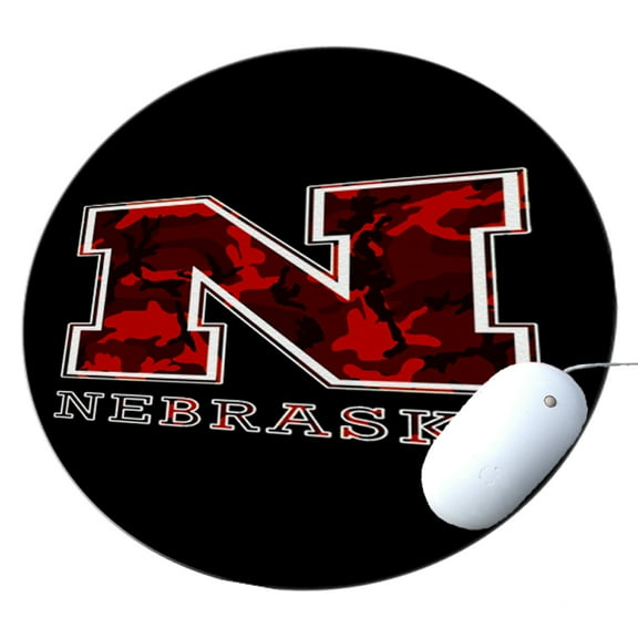 KuzmarK Round Mousepad / Hot Pad / Trivet - Nebraska Red Camouflage