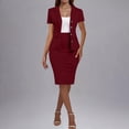 thumbnail image 2 of Women's 2 Piece Suit Skirt Set Business Casual Short Sleeve Blazer and Pencil Skirt for Work Office, 2 of 6