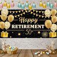 thumbnail image 7 of Golden Balloons Happy Retirement Banner Glitter Fireworks Black Background Celebration Decor for Retirement Party Indoor Event Decoration, 7 of 7