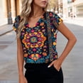 thumbnail image 4 of Dreluolixua Shirts for Women Satin Plus Size V Neck Tee Lightweight Short Sleeve Shirt Print Casual Tops, 4 of 7