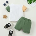 thumbnail image 2 of Gibobby Conjunto térmico bebé Camiseta de manga corta de retazos para niños pequeños, camisetas, pantalones cortos, trajes para niños(Blanco, 3-6 Meses), 2 of 5
