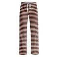 thumbnail image 5 of DENGDENG Fall Pajamas for Women Stretchy Striped Pajama Pants Funny Lounge Sleepwear Palazzo Pants Christmas Y2k Comfy Wide Leg Pjs Light Brown L, 5 of 6
