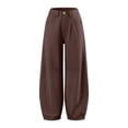 thumbnail image 7 of SuTry Women's Pants Button Fly Mid Rise Barrel Wide Leg Jeans Stitched Detail Side Pockets Relaxed Baggy Casual Cotton Blend Trousers, 7 of 7