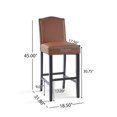 thumbnail image 3 of Counter Height Bar Stools Set of 2 - Brown PU Leather Upholstered Stools, Rubberwood Legs, Kitchen Island Seating, 300LBS Capacity, 3 of 9
