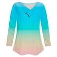 thumbnail image 5 of Womens V Neck T Shirts, Long Sleeve Shirts for Women Fall Fashion Loose Fit Ombre Tie Dye Dressy Blouses T-Shirts with Oblique Buttons S-2XL, 5 of 6