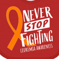 thumbnail image 4 of Inktastic Never Stop Fighting Leukemia Awareness Orange Ribbon Boys or Girls Baby Bib, 4 of 4