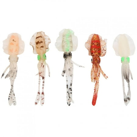 5Pcs Silicone Artificial Soft Luminous Fish Squid Shape Lure Bait Fishing Tackle