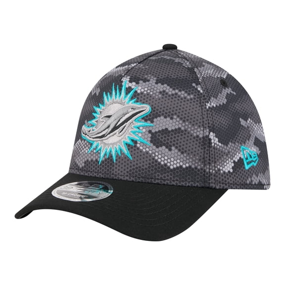 Men's New Era Black Miami Dolphins Camo A-Frame 39THIRTY Flex Hat