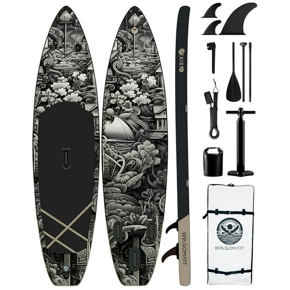 INKED ODYSSEY 11FT x 33" Super Wide Inflatable Stand Up Paddle Board, Ultra Stable Wide SUP Up to 2 people/375LB Fully equipped w/ Premium SUP Accessories