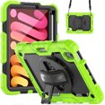 thumbnail image 2 of Case for iPad Mini 7 A17 Pro 2024/Mini 6 2021 8.3 Inch 7th/6th Gen with Screen Protector, 360 Degree Rotating Kickstand Hand Strap Shockproof Cover with Shoulder Strap, Lime, 2 of 7