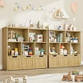 thumbnail image 4 of Homfa Toy Storage Organizer with 3 Movable Drawers, 5 Cube Kids Bookcase for Playroom, Storage Cabinet for Living Room, Natural Finish, 4 of 7
