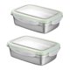 thumbnail image 1 of 2pcs Stainless Steel Lunch Box Bento Container Portable Food Carrier Sealing Food Box (Green 850ML + 350ML), 1 of 2