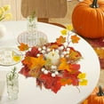 thumbnail image 4 of Fnochy Halloween Decorations Faux Maple Leaf Wreath for Thanksgiving, Autumn Table Centerpiece with Pumpkin Berry Candlestick Ring, 13.78 Inch Fall Decor, 4 of 6