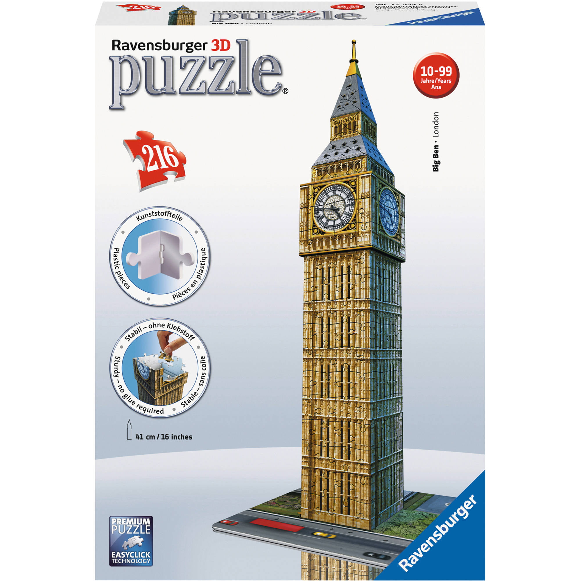3D JIGSAW 12588 Ravensburger Big Ben with light 3D Puzzle 216pc New in Box!